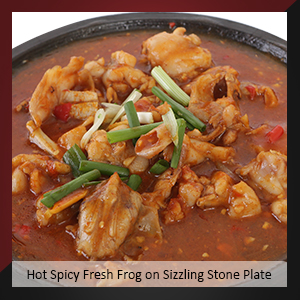 Hot Spicy Fresh Frog on Sizzling Stone Plate